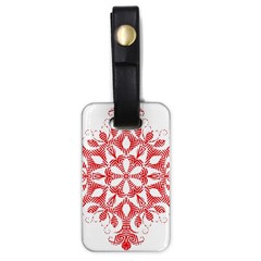 Red Pattern Filigree Snowflake On White Luggage Tags (one Side)  by Amaryn4rt