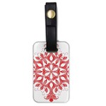 Red Pattern Filigree Snowflake On White Luggage Tags (One Side)  Front