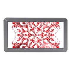 Red Pattern Filigree Snowflake On White Memory Card Reader (Mini)