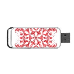 Red Pattern Filigree Snowflake On White Portable Usb Flash (two Sides) by Amaryn4rt