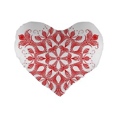 Red Pattern Filigree Snowflake On White Standard 16  Premium Heart Shape Cushions