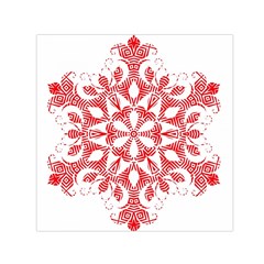 Red Pattern Filigree Snowflake On White Small Satin Scarf (square) by Amaryn4rt