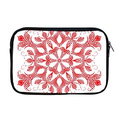 Red Pattern Filigree Snowflake On White Apple Macbook Pro 17  Zipper Case by Amaryn4rt