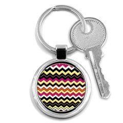 Colorful Chevron Pattern Stripes Key Chains (round)  by Amaryn4rt