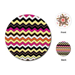 Colorful Chevron Pattern Stripes Playing Cards (round) 