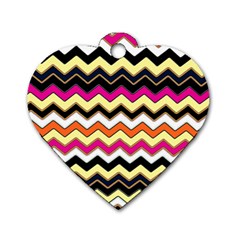 Colorful Chevron Pattern Stripes Dog Tag Heart (one Side)