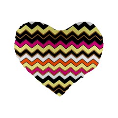 Colorful Chevron Pattern Stripes Standard 16  Premium Heart Shape Cushions by Amaryn4rt