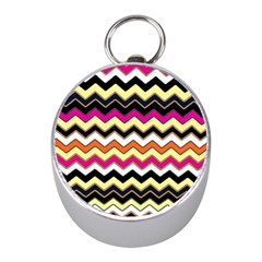 Colorful Chevron Pattern Stripes Mini Silver Compasses by Amaryn4rt