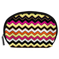 Colorful Chevron Pattern Stripes Accessory Pouches (large)  by Amaryn4rt