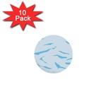 Blue Tiger Animal Pattern Digital 1  Mini Buttons (10 pack)  Front