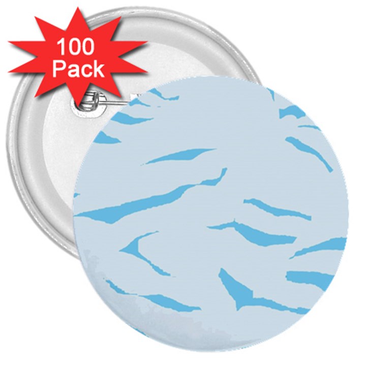 Blue Tiger Animal Pattern Digital 3  Buttons (100 pack) 