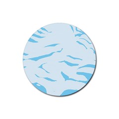 Blue Tiger Animal Pattern Digital Rubber Coaster (round)  by Amaryn4rt