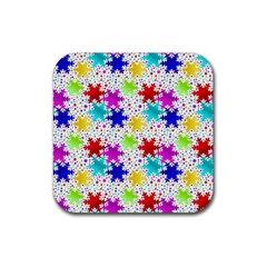 Snowflake Pattern Repeated Rubber Coaster (square)  by Amaryn4rt