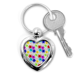 Snowflake Pattern Repeated Key Chains (heart)  by Amaryn4rt