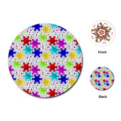 Snowflake Pattern Repeated Playing Cards (round)  by Amaryn4rt