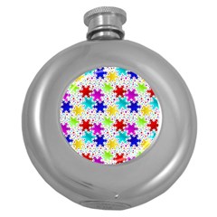 Snowflake Pattern Repeated Round Hip Flask (5 Oz)