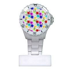 Snowflake Pattern Repeated Plastic Nurses Watch by Amaryn4rt