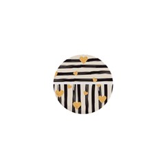 Black Lines And Golden Hearts Pattern 1  Mini Buttons by TastefulDesigns