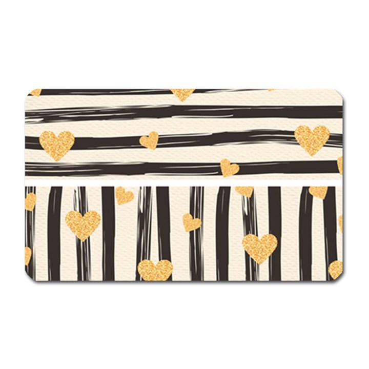 Black lines and golden hearts pattern Magnet (Rectangular)