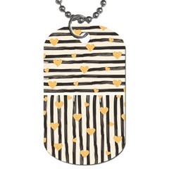 Black Lines And Golden Hearts Pattern Dog Tag (two Sides) by TastefulDesigns