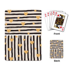 Black Lines And Golden Hearts Pattern Playing Card by TastefulDesigns