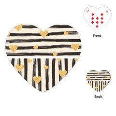 Black Lines And Golden Hearts Pattern Playing Cards (heart)  by TastefulDesigns