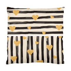 Black Lines And Golden Hearts Pattern Standard Cushion Case (two Sides) by TastefulDesigns