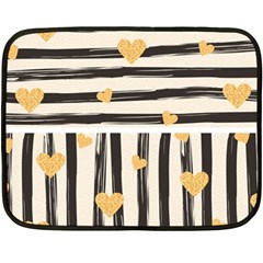 Black Lines And Golden Hearts Pattern Fleece Blanket (mini) by TastefulDesigns