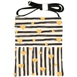 Black lines and golden hearts pattern Shoulder Sling Bags Front