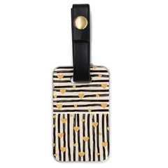 Black Lines And Golden Hearts Pattern Luggage Tags (one Side)  by TastefulDesigns