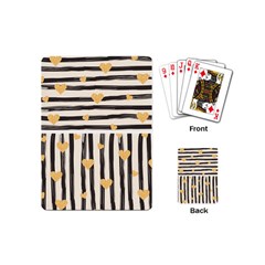 Black Lines And Golden Hearts Pattern Playing Cards (mini)  by TastefulDesigns