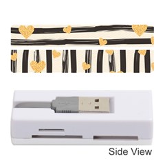 Black Lines And Golden Hearts Pattern Memory Card Reader (stick)  by TastefulDesigns