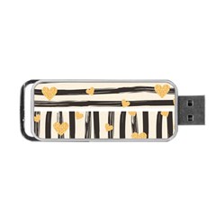 Black Lines And Golden Hearts Pattern Portable Usb Flash (two Sides) by TastefulDesigns