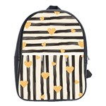 Black lines and golden hearts pattern School Bags (XL)  Front