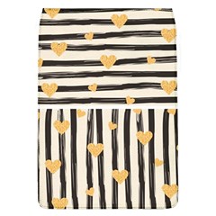 Black Lines And Golden Hearts Pattern Flap Covers (l)  by TastefulDesigns