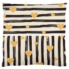 Black Lines And Golden Hearts Pattern Standard Flano Cushion Case (one Side) by TastefulDesigns