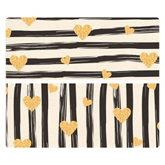 Black Lines And Golden Hearts Pattern Double Sided Flano Blanket (small)  by TastefulDesigns