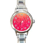 Abstract red octagon polygonal texture Round Italian Charm Watch Front