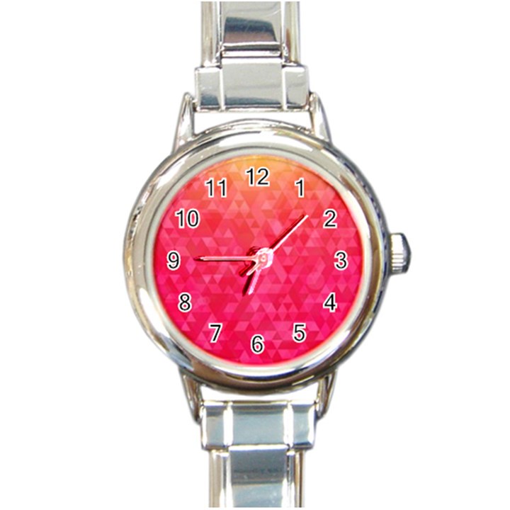 Abstract red octagon polygonal texture Round Italian Charm Watch