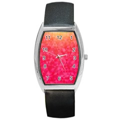 Abstract Red Octagon Polygonal Texture Barrel Style Metal Watch by TastefulDesigns