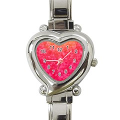 Abstract Red Octagon Polygonal Texture Heart Italian Charm Watch by TastefulDesigns