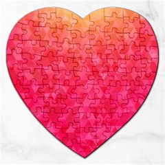 Abstract Red Octagon Polygonal Texture Jigsaw Puzzle (heart) by TastefulDesigns