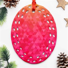 Abstract Red Octagon Polygonal Texture Oval Filigree Ornament (two Sides) by TastefulDesigns