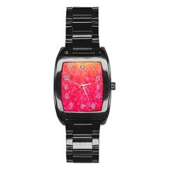 Abstract Red Octagon Polygonal Texture Stainless Steel Barrel Watch by TastefulDesigns