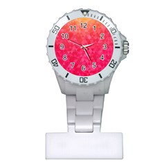 Abstract Red Octagon Polygonal Texture Plastic Nurses Watch by TastefulDesigns