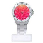 Abstract red octagon polygonal texture Plastic Nurses Watch Front