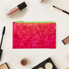 Abstract Red Octagon Polygonal Texture Cosmetic Bag (xs) by TastefulDesigns