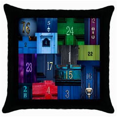 Door Number Pattern Throw Pillow Case (black) by Amaryn4rt