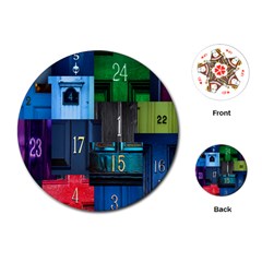 Door Number Pattern Playing Cards (round)  by Amaryn4rt