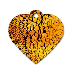 Yellow Chevron Zigzag Pattern Dog Tag Heart (one Side) by Amaryn4rt